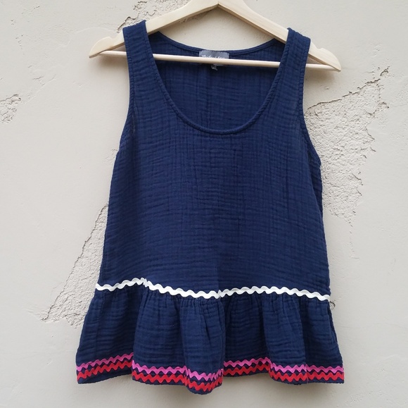 Michael Stars Navy Ric Rac Peplum Tank Size XS - Picture 1 of 4